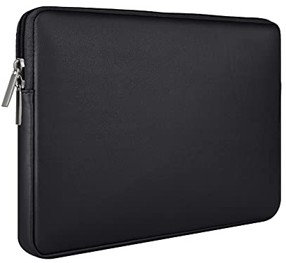 RAINYEAR 11 Inch Laptop Sleeve Soft PU Leather Case Protective Water Resistant Zipper Cover Padded Carrying Bag Compatible with 11.6 MacBook Air Surface for 11 Chromebook Notebook Computer(Black)