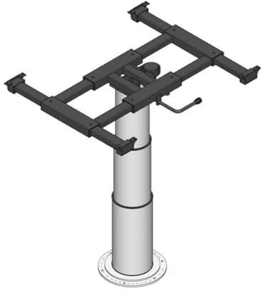 Ilse Liftsäule mit x/y Verschiebung und Verdrehung Hubtisch Camping Wohnwagen Tisch grau Sockel