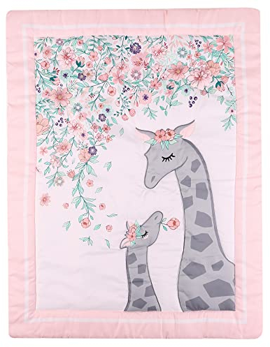 HMtideby Pink Giraffe Baby Toddler Blanket Quilt Cot Comforter Crib Baby Quilts for Boys and Girls Nursery Bed Throw Blanket 84x107cm, Suitable for All Season