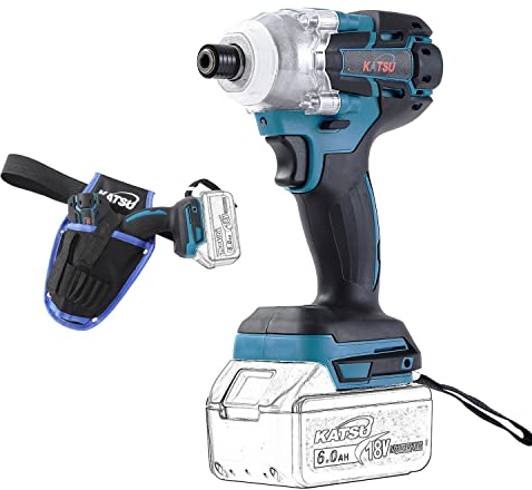 Atornillador de Impacto Inalámbrico Brushless 21V KATSU FIT-BAT, 1/2 400Nm Taladro de Impacto Eléctrico Inalámbrico, Motor sin Escobillas, sin Batería ni Cargador 102477
