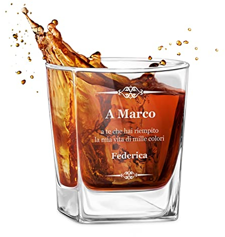 Maverton bicchiere in vetro 250 ml - ideale per bourbon whiskey e drink - incisione personalizzata - bicchiere personalizzato - idea compleanno per uomo - pensiero speciale - regalo di Natale - Arturo
