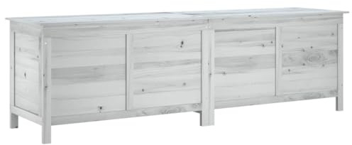 vidaXL Arcón de Jardín, Caja de Almacenaje con Tapa, Baúl para Cojines Alfombras Juguetes, Mueble para Patio, Madera Maciza de Abeto Blanco