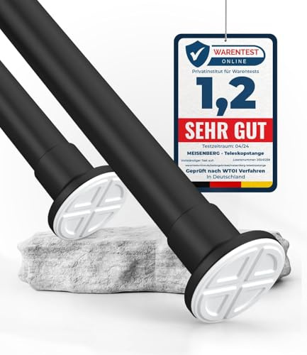 MEISENBERG Gardinstång utan borrning, spännstång skadefri utdragbar 50-80 cm, rostfritt stål - justerbar klädstång, fjädrande teleskopisk gardinskena för dusch, sovrum och balkong, rumsavdelare