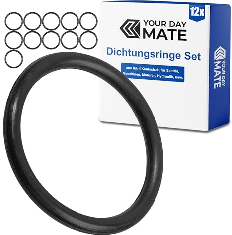 Tätningsringssats, 12 st, YD Ø 32 mm, ID Ø 28 mm, tjocklek 2 mm, i Svart, tillverkad av nitrilgummi, gummiringar för reparation av VVS, maskiner, motorer, tätningssats gummi O-ring, platt packning