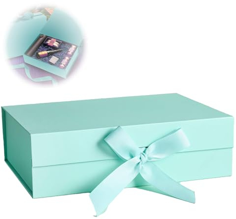 Scatole di Regalo Magnetiche con Coperchi, Scatola Regalo con Fiocco, Scatola Regalo, Scatole Regalo per Feste, Scatola Magnetica Pieghevole, per Compleanno, Natale, San Valentino, Verde