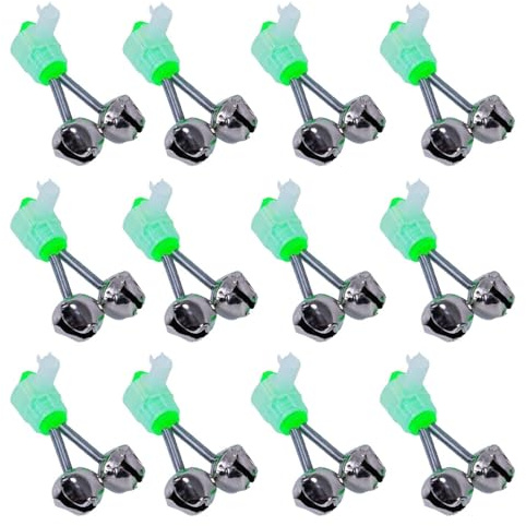 12Pcs fishing bells Fishing Alarm Plastic Fishing Bells Clips Fishing Rod Alarm with Dual Alert Bells Fishing Bite Alarm Indicator On Fishing Rod