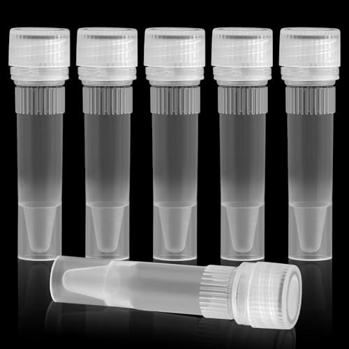 Kayqbonke 50 stycken 1,5 ml provrör plast centrifugrör, provrör med skruvlock, öppen globuli-rör tom för laboratoriekemi experiment (koniska + platt botten)