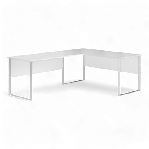 Stella Trading Amanda Eckschreibtisch in Weiß - Moderner Bürotisch Computertisch in L-Form für Ihr Home-Office - 223 x 77 x 73 cm (B/H/T)