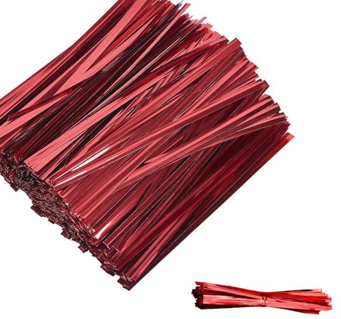 Lot de 200 attaches torsadées métalliques en plastique de 10 cm pour sachets de bonbons, gâteaux, collations, cadeaux de fête
