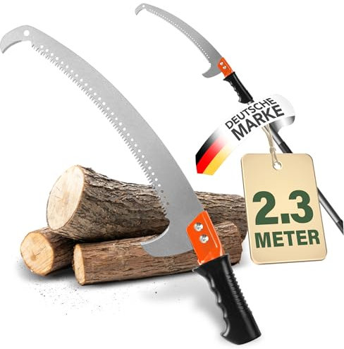 easimo Sierra de podar telescópica para podar árboles I Sierra con mango telescópico ajustable hasta 2,3 m I Telescopio Sierra de árbol podadora