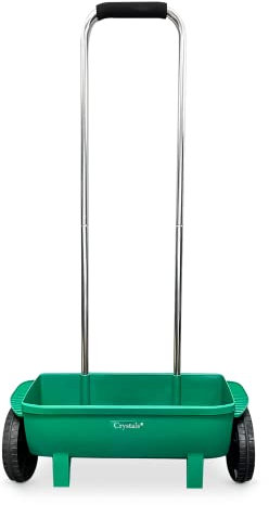 Crystals® Lawn Seed & Fertiliser Spreader – Heavy-Duty Garden Spreader with Large Wheels & Adjustable Settings – Ideal for Grass Seed, Lawn Feed & Fertiliser – H108 x W56 x D18cm, 1.85kg