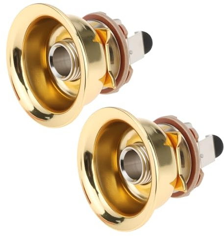 Briny River 2Pcs Guitar Recessed Cup Jack Plate Input Output Socket Compatible with Fender Telecaster 9.3x27.5mm Gold