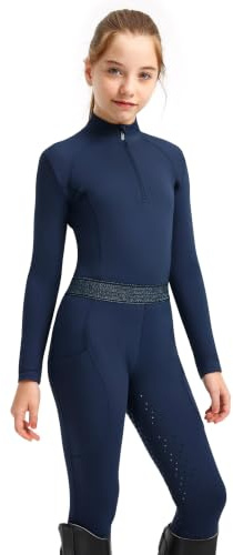 FitsT4 Sports Reitsset für Kinder Mädchen Reithose und Reitsport Oberteil