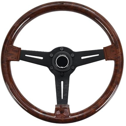 Volante de coche Volante de carreras grano madera 14 pulgadas, volante deportivo retro 350 mm con efecto maíz profundo, universal para el Automovilismo(A)