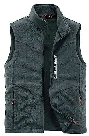 Fleeceväst herr med dragkedja, ärmlös jacka herr varm fodrad fleeceväst mjuk bekväm utomhusväst enfärgad termoväst andningsaktiv bomullsväst lätt fleece gilet, GRÅ, XL