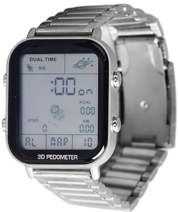 Taidda Orologio Digitale da Uomo con Contapassi, Retroilluminazione Impermeabile, Orologio Sportivo per Interni Ed Esterni, Cinturino in Acciaio Inossidabile, profondità Impermeabile 30 M, Cassa in