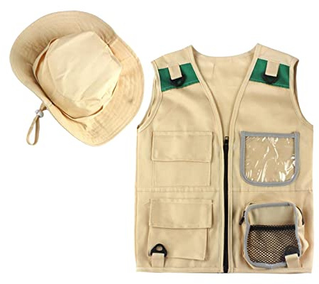 LeeQinersw 2 Stück Weste Kinder Abenteuerweste Anglerweste Kostümweste mit Mehreren Taschen Und Langlebigem Stoff für Rollenspiele Outdoor Spiele Camping