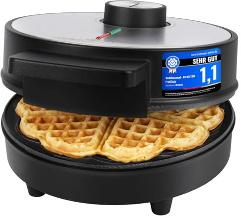 ProfiCook® Gofrera en forma de corazón, con revestimiento antiadherente, regulador continuo para el bronceado según desee, gofrera de 1200 W, PC WA 1314