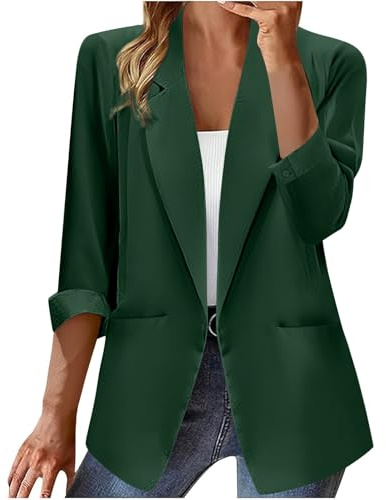 Dam öppen framsida blazer jacka ledig långärmad kostym kappa | Elegant blazerkappa med öppen framsida designad med en krage och ren avslappnad skräddning.