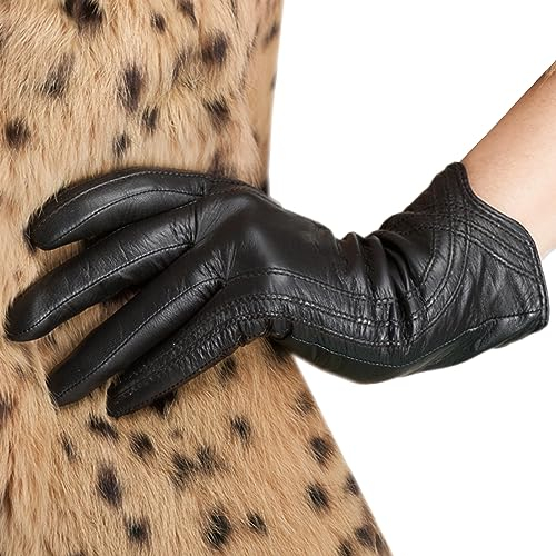 Nappaglo Damen Lederhandschuhe Winter Touchscreen Lammfell Elegant Echtleder Warm Handschuhe Outdoor