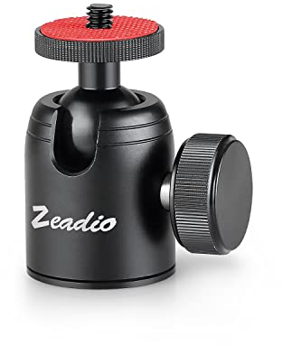 Zeadio Mini Stativkopf Kugelkopf, 360° Drehbar Metall Ball Head mit 1/4 und 3/8 Gewindeloch für LED-Licht, Monitor,Lampenstativ, Kameras, DSLR, Monopod, Slider usw
