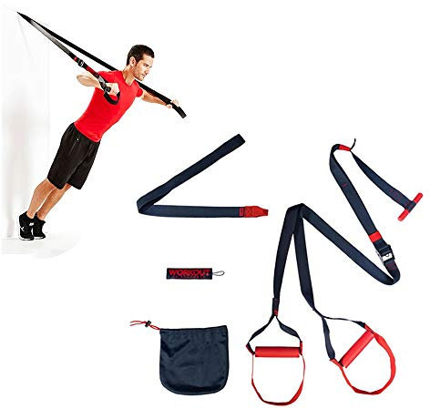 YLXD Schlingentrainer für Krafttraining Bodyweight Fitness Widerstandstrainer mit Liegestützgriff Gurte für die Haustür, Klimmzugstange, Anschlagpunkt für Ganzkörpertraining