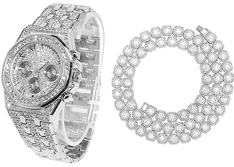 HALUKAKAH Watch for Men - with Clustered Diamond Tennis Chain Necklace 45cm