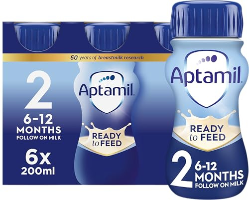 Aptamil 2 Follow On Baby Milk Ready to Use Liquid Formula, 6-12 Months, 6x
