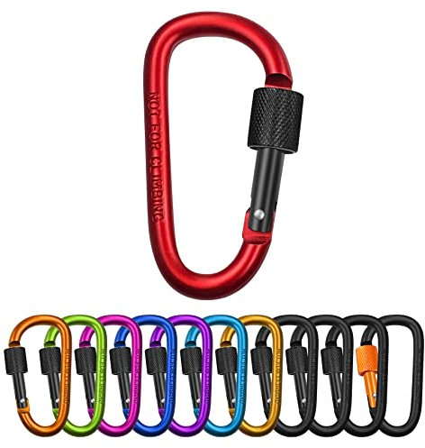 LUZOON Karabiner Karabinerhaken Karabiner Schlüsselanhänger 12 Stück Aluminium Schraubkarabiner für Camping Angeln Wandern oder Reisen