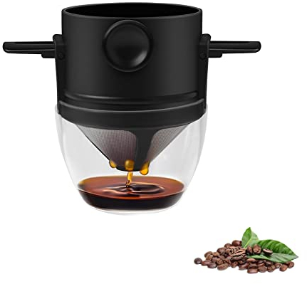 Kaffeefilter Wiederverwendbar Kaffeetropfer Edelstahl Papierloser Tragbar Permanent Kegel-Kaffeetropffilter für Zuhause Büro Reisen