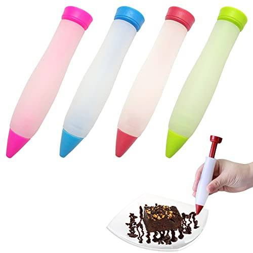 Niuhong 4 Pcs Siringa Guarnire Siringhe Pasticceria Torta Cioccolato Piping Bags Penna Scrittura Crema Dessert Penna Scrittura Pasticceria Dessert Cottura Fai Da Te Decorazione Torta Penna