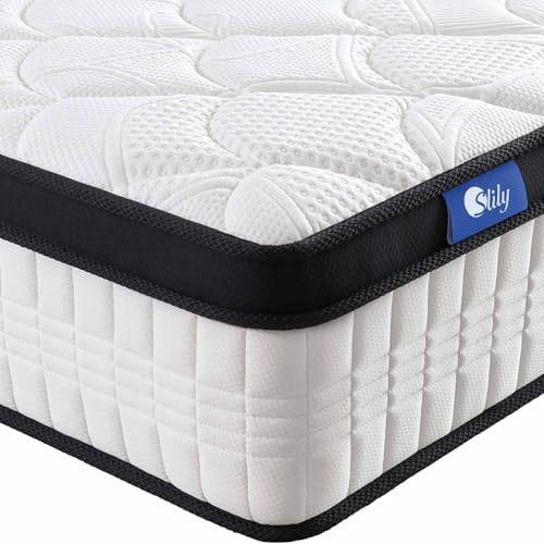 slily 12 Inch Single Mattress 3ft for Back Pain Relief, Hybrid Pocket Sprung Memory Foam Mattress with Cool & Supportive, 7-Zone Medium Firm Mattresses, 30cm Deep 90 X 190 cm