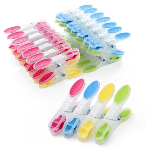 AiQInu 30 Pezzi Mollette per Bucato, Plastica Clothes Pegs con Silicone Antiscivolo, Molletta Multicolore Non Lascia Segni per Biancheria Intima Pantaloni T Shirts Calze
