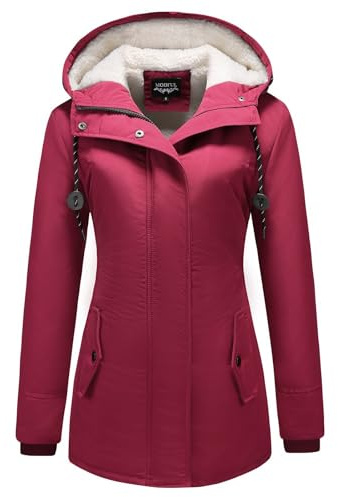 MODFUL Women's Sherpa Lined Parka Jacket Warm Winter Coat Hooded Thick Outerwear