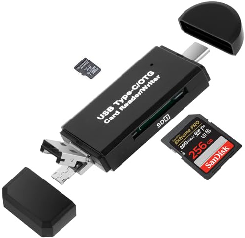 AXFEE SD-kortläsare, 3-i-1 SD-kortläsare, USB C SD-kortläsare, minneskortläsare, för Micro SD/SDHC/SDXC/MMC, kompatibel med Mac, Macbook, i-Phone 15, kamera, Android-telefon etc