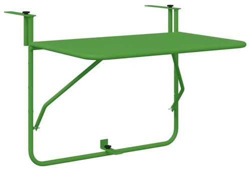 vidaXL Tavolo Pendolo da Esterno Verde 60 x 39,5 cm Montato a Muro Altezza Regolabile Pieghevole. Design in Acciaio per Balconi, Stile Contemporaneo. Perfetto per Pranzi e Lavoretti Estivi. Balcone