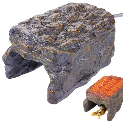 Cueva de calor para reptiles – saliente térmico de roca, sala de calefacción de piedra simulada | Superficie de soporte de calor para mascotas con sangre fría, promueve la actividad y la relajación