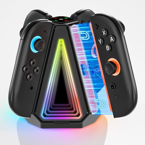 Laddningsstation för Nintendo Switch 2 Joycon med Infinity Mirror LED-lampa