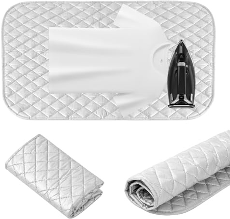 Ironing Mat, Foldable Portable Travel Ironing Pad for Tabletop & Bed, Heat Resistant & Non-Slip Iron Mat for Sewing, Steam Pressing, Compact Ironing Board for Home, Travel & Business Trips