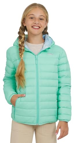Eddie Bauer Girls' CirrusLite Reversible Lightweight Down Puffer Jacket, Aqua Marine, Small