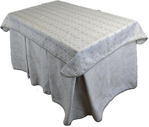 Genérico Ropa de Mesa Camilla Tejido Rústico Terciopelo Elegante Extragrueso Varias Medidas 110x70 120x70 130x80- Enaguillas, Enaguas, Ropa Chenilla (Gris Claro + TAPETE, 120x70)