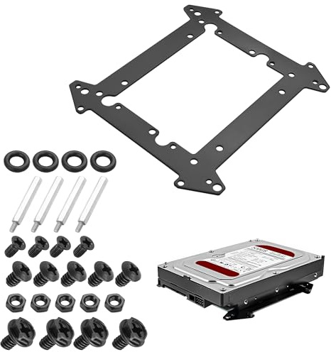 YAODHAOD Supporto per disco rigido in metallo per ventola da 8/12 cm – 2,5/3,5 pollici HDD/SSD impilabile, espansione di archiviazione salvaspazio per PC, NAS, Server (1)