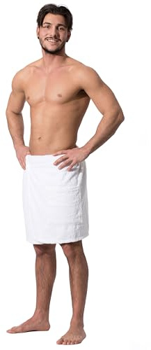 ZOLLNER Kilt de Sauna, Hommes, Bande élastique, Fermeture a Scratch, L/XL, Blanc