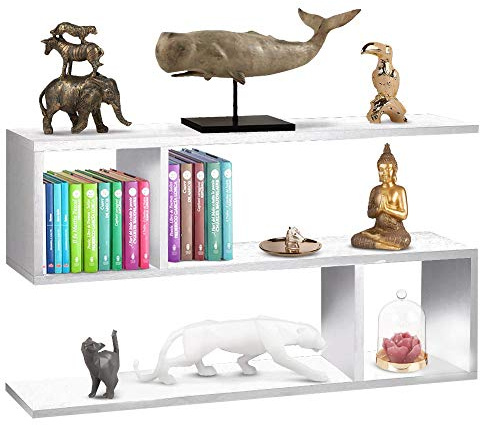 BAKAJI Libreria Bassa Scaffale 5 Ripiani in Legno Melaminico Design Moderno per Soggiorno Salotto Casa o Ufficio Dimensione 80 x 20 x 50,5 cm (Bianco)