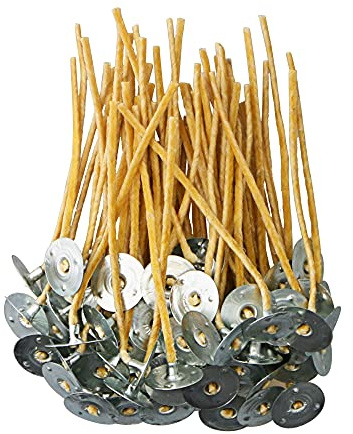 EUPNHY 100 mechas de cáñamo de 3.5 Pulgadas de Grosor en 3 mm de diámetro, preenceradas con Cera de Abeja 100% Natural y mechas de Cera de Abeja con pestañas para Hacer Velas.