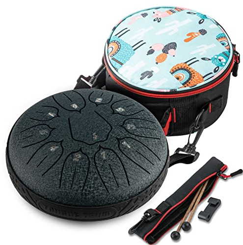 Steel Tongue Drum, Ubblove Handpan Drum 11 Notes 6 inch Percussion Instruments with Mallets Bag for Meditation Musical Education Concert Party Gifts - Navy