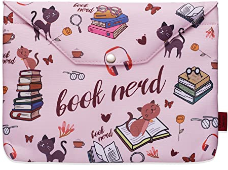 Buchhülle für Buchliebhaber, Buch-Nerd-Buchschutz, Buchhüllen für Taschenbücher, Buchhüllen mit Reißverschluss mit gepolstertem, waschbarem Stoff, Größe M 27,9 x 22,9 cm