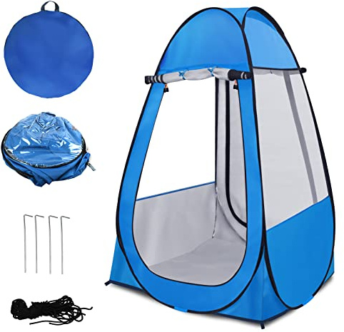 Single Pop Up Tent Pods Sports Fishing, Clear Rainproof Windproof Beach Tent for Wind and Rain in Chilly Weather,Lightweight and Sturdy, Easy Set Up, Outdoor Foldable (Pale Blue)