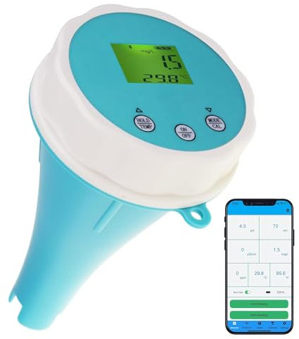Testeur de qualité d'eau intelligent : Moniteur flottant Bluetooth 6-en-1 pour piscines, spas et cultures hydroponiques - mesure du pH, de l'EC, de l'ORP, du chlore, de la salinité et de la températur