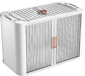 Ergocar Faltbare Kunststoff Aufbewahrungsbox, Stapelbare Fensterläden Aufbewahrungsbox mit Deckel, Aufbewahrungsbox Transparente mit Riemenscheibe, für Büro, Kinderzimmer, Küche & Wohnzimmer